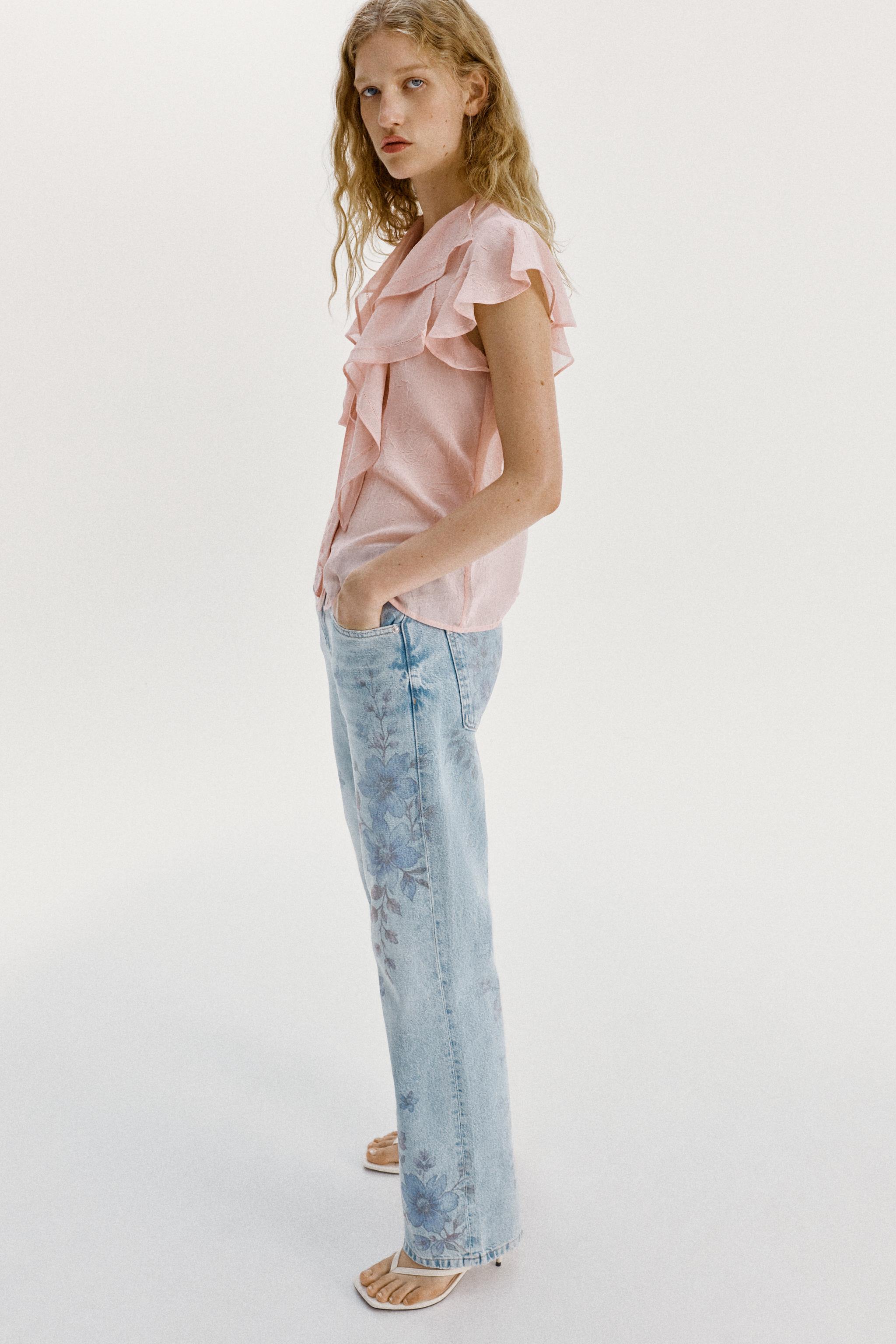 RUFFLED TIE BLOUSE